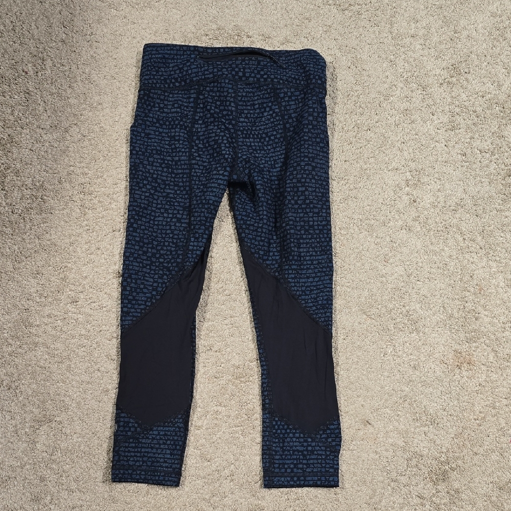 NWOT💎 Lululemon Pace Rival Crop 19"Shatter Weave Desert Teal Alberta Lake/Black - Picture 6 of 11